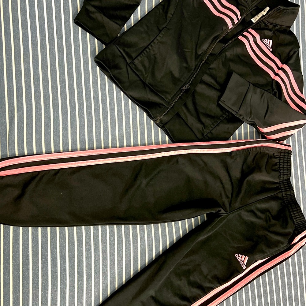 Adidas Black And Pink Stripe Tracksuit Sizes (6X) - Picture 3 of 4